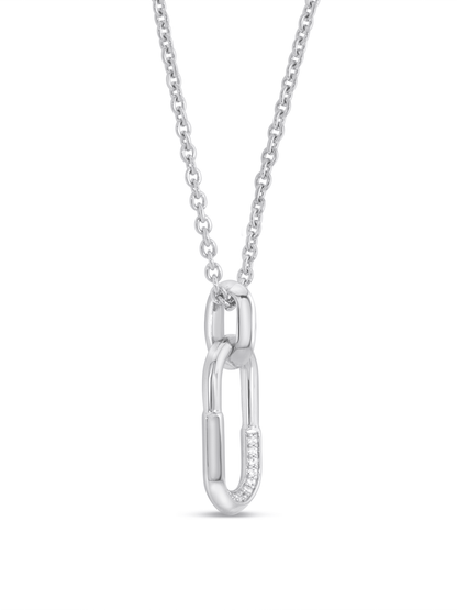 Pavé Link Pendant Necklace in Silver