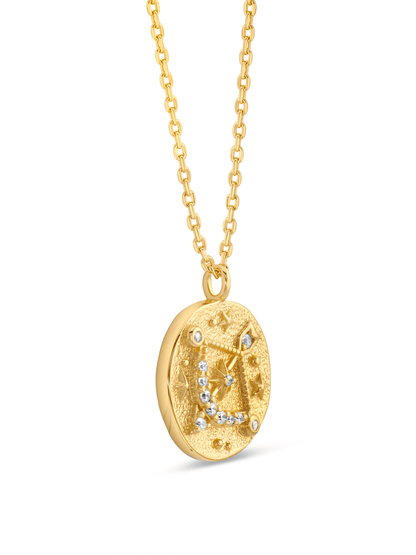 Sagittarius Horoscope Pendant Necklace In Gold