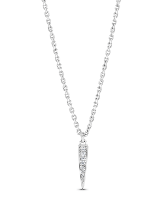 Tusk Pavé Pendant Necklace In Silver