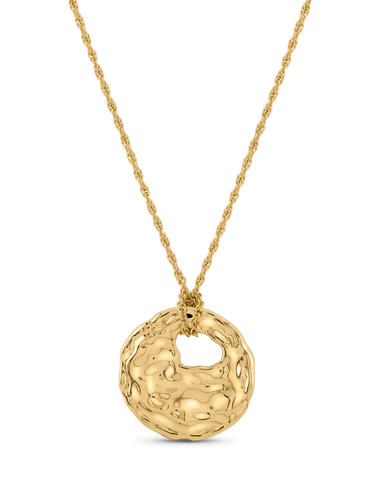 Aurum Textured Disc Pendant Necklace In Gold