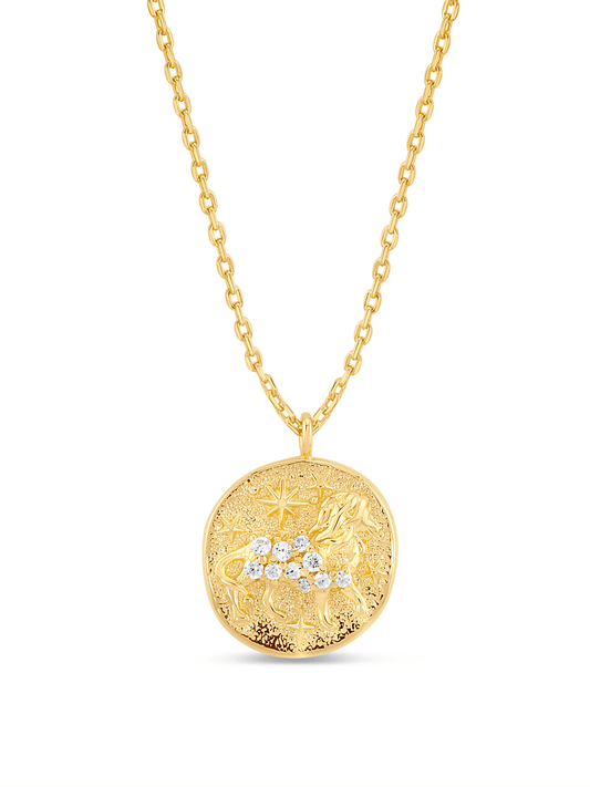 Leo Horoscope Pendant Necklace in Gold