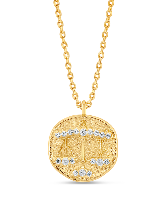 Libra Horoscope Pendant Necklace In Gold