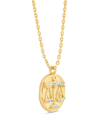 Libra Horoscope Pendant Necklace In Gold