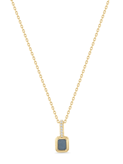 Aquamarine March Birthstone Pendant Necklace In Gold