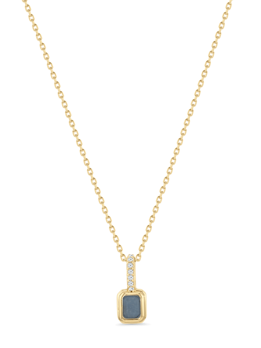 Aquamarine March Birthstone Pendant Necklace In Gold
