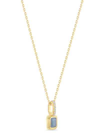 Aquamarine March Birthstone Pendant Necklace In Gold