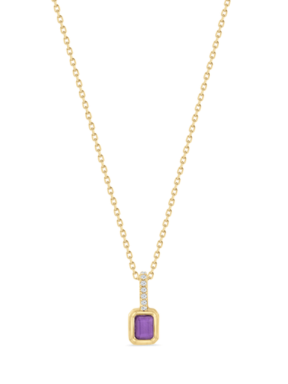 Amethyst February Birthstone Pendant Necklace In Gold