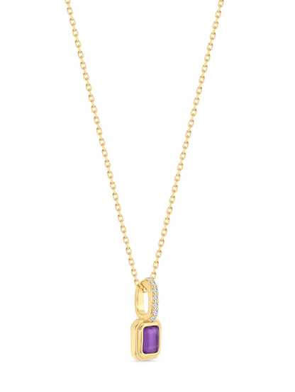 Amethyst February Birthstone Pendant Necklace In Gold