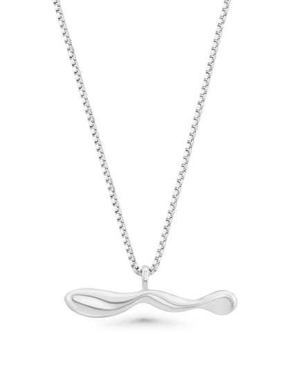 Fluidity Molten T-Bar Pendant Necklace In Silver