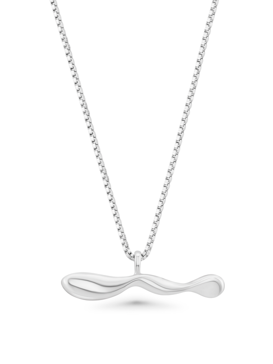 Fluidity Molten T-Bar Pendant Necklace In Silver