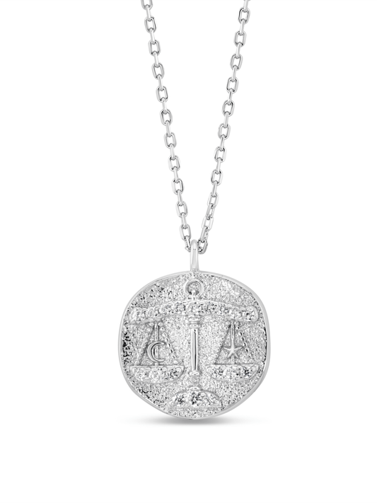 Libra Horoscope Pendant Necklace In Silver