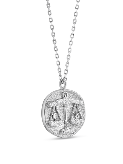 Libra Horoscope Pendant Necklace In Silver