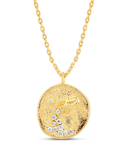 Aquarius Horoscope Pendant Necklace In Gold