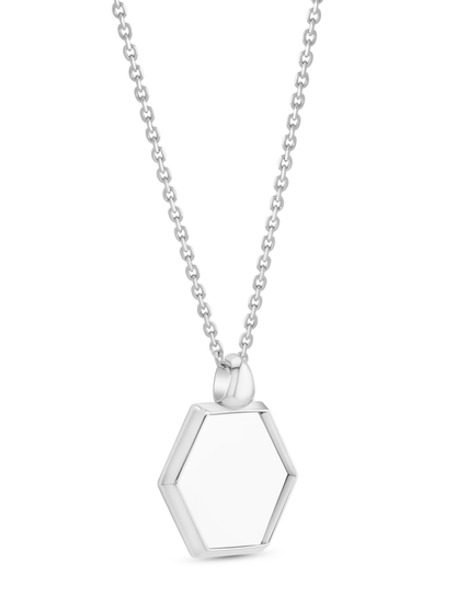 Hexagonal Disc Pendant Necklace in Silver