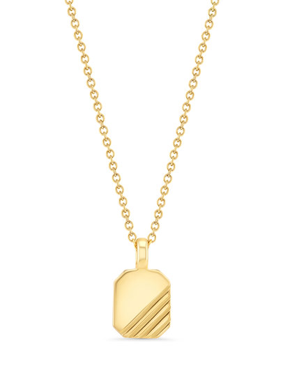 Detailed Tag Pendant Necklace In Gold