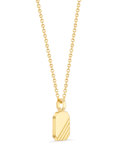 Detailed Tag Pendant Necklace In Gold