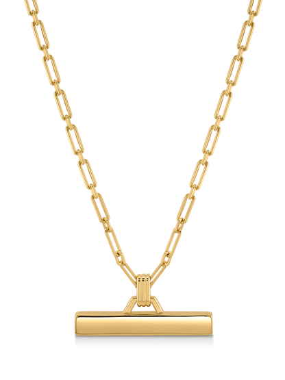Square T-Bar Pendant Necklace in Gold