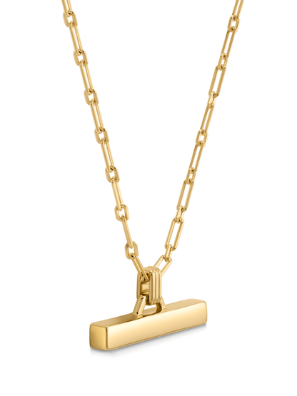 Square T-Bar Pendant Necklace in Gold