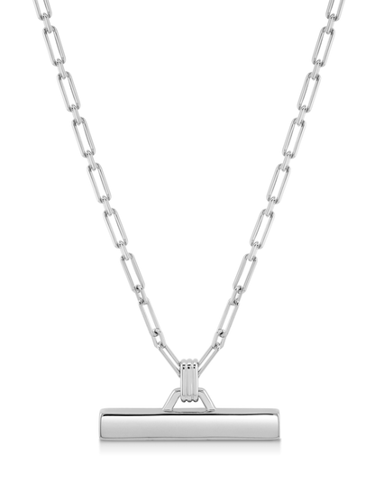 Square T-Bar Pendant Necklace in Silver
