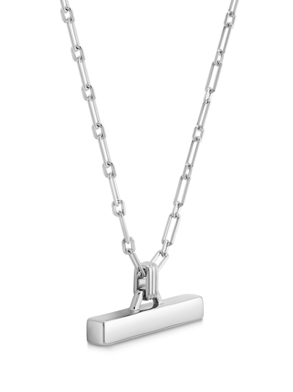 Square T-Bar Pendant Necklace in Silver