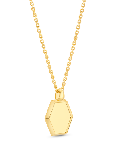 Hexagonal Disc Pendant Necklace in Gold