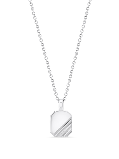 Detailed Tag Pendant Necklace In Silver