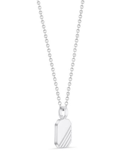 Detailed Tag Pendant Necklace In Silver