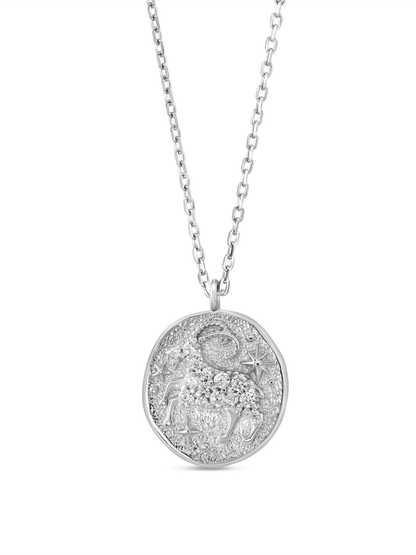Aries Horoscope Pendant Necklace In Silver