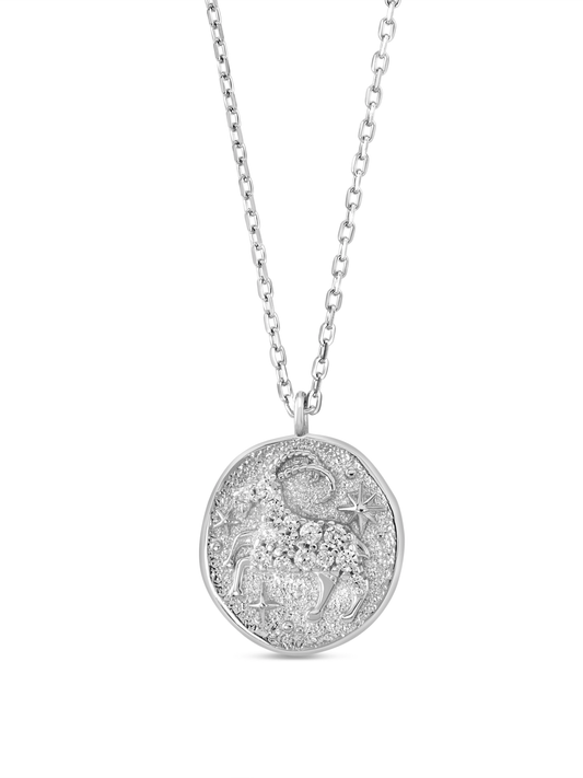 Aries Horoscope Pendant Necklace In Silver