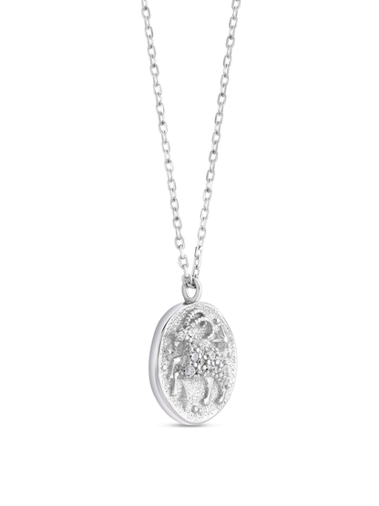 Aries Horoscope Pendant Necklace In Silver