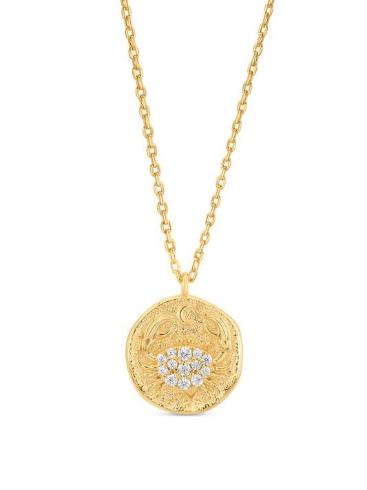 Cancer Horoscope Pendant Necklace In Gold