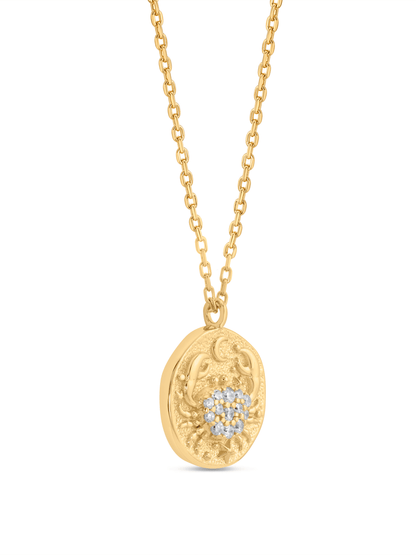 Cancer Horoscope Pendant Necklace In Gold