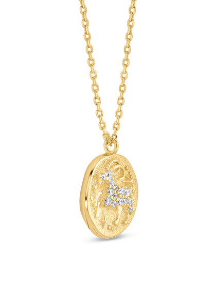 Aries Horoscope Pendant Necklace In Gold