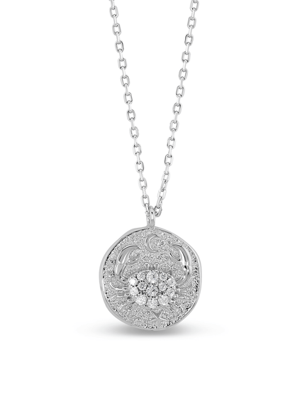 Cancer Horoscope Pendant Necklace In Silver