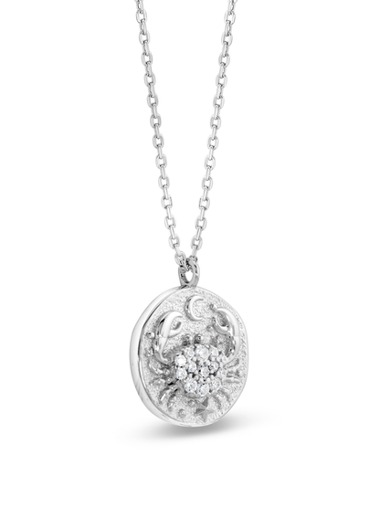 Cancer Horoscope Pendant Necklace In Silver