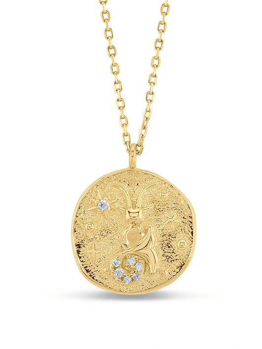 Capricorn Horoscope Pendant Necklace In Gold