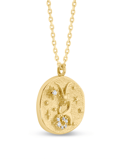 Capricorn Horoscope Pendant Necklace In Gold