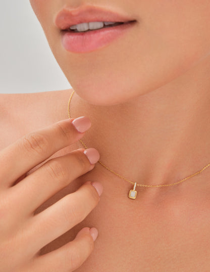 Opal October Birthstone Pendant Necklace In Gold