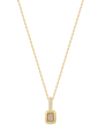 Opal October Birthstone Pendant Necklace In Gold