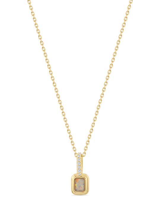 Opal October Birthstone Pendant Necklace In Gold