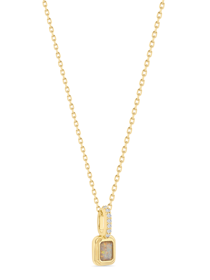 Opal October Birthstone Pendant Necklace In Gold