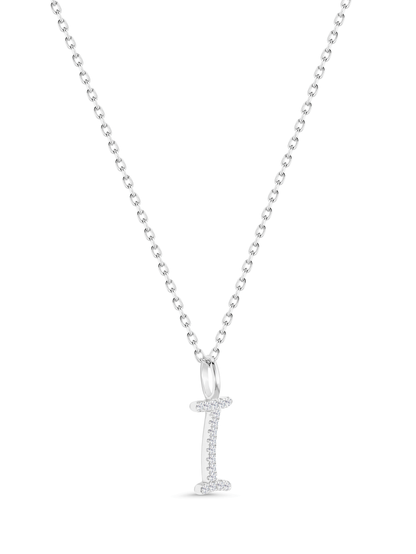 Pavé I Initial Pendant Necklace In Silver