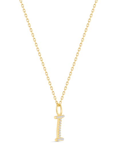 Pavé I Initial Pendant Necklace In Gold