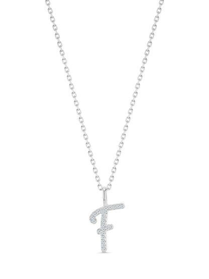 Pavé F Initial Pendant Necklace In Silver