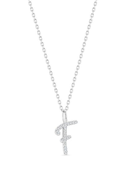 Pavé F Initial Pendant Necklace In Silver