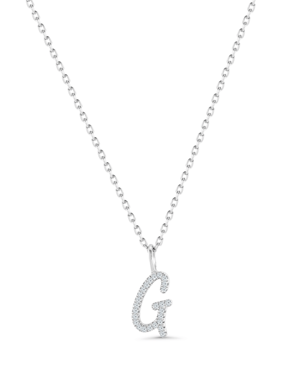 Pavé G Initial Pendant Necklace In Silver