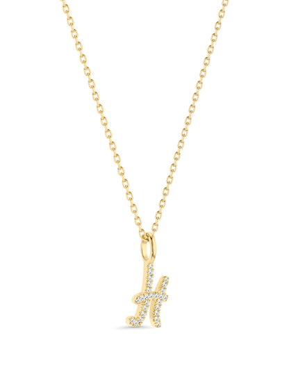 Pavé H Initial Pendant Necklace In Gold