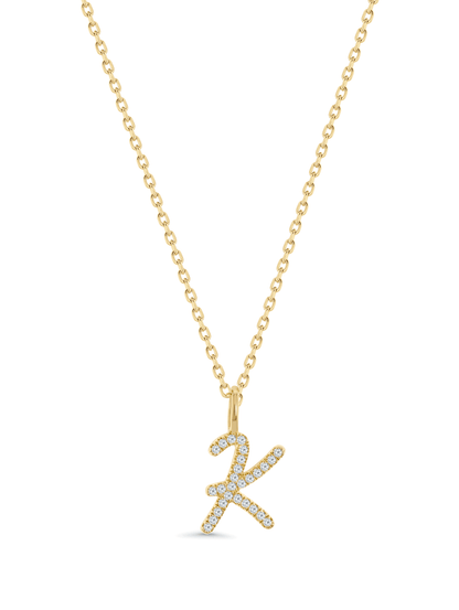Pavé K Initial Pendant Necklace In Gold