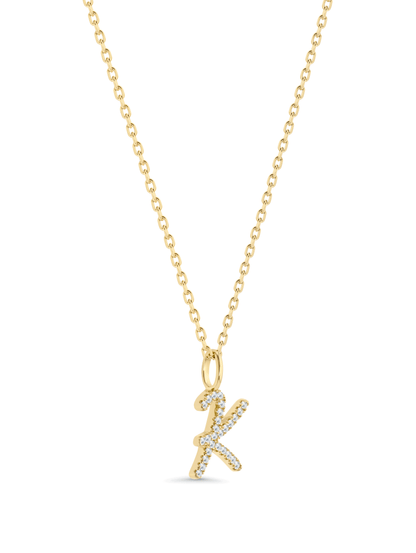 Pavé K Initial Pendant Necklace In Gold