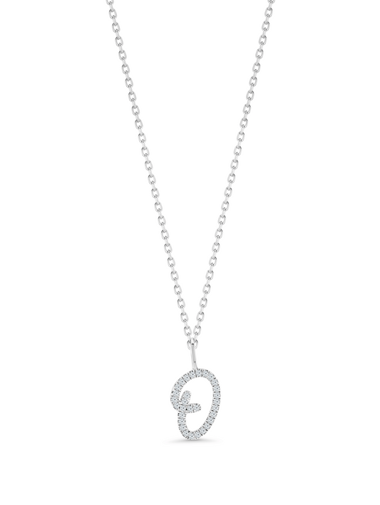 Pavé O Initial Necklace in Silver